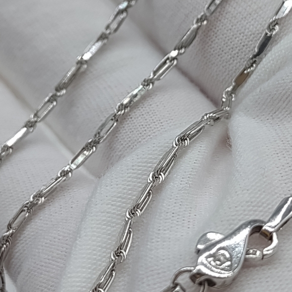 Vintage 14k White Gold Milano Link Chain Necklace - Picture 4 of 12